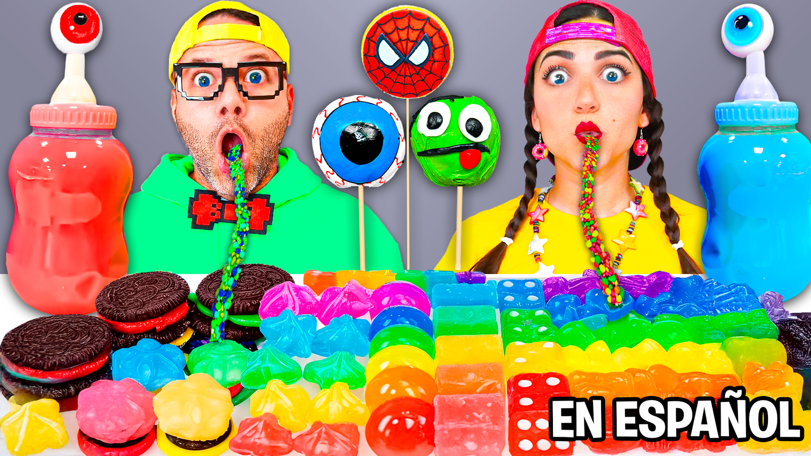 ¡Mira cuántos dulces caben en la boca!